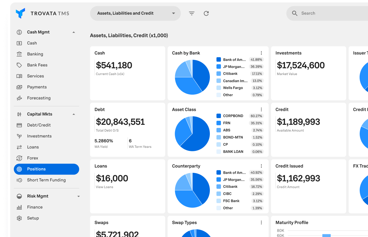 cash positioning screen