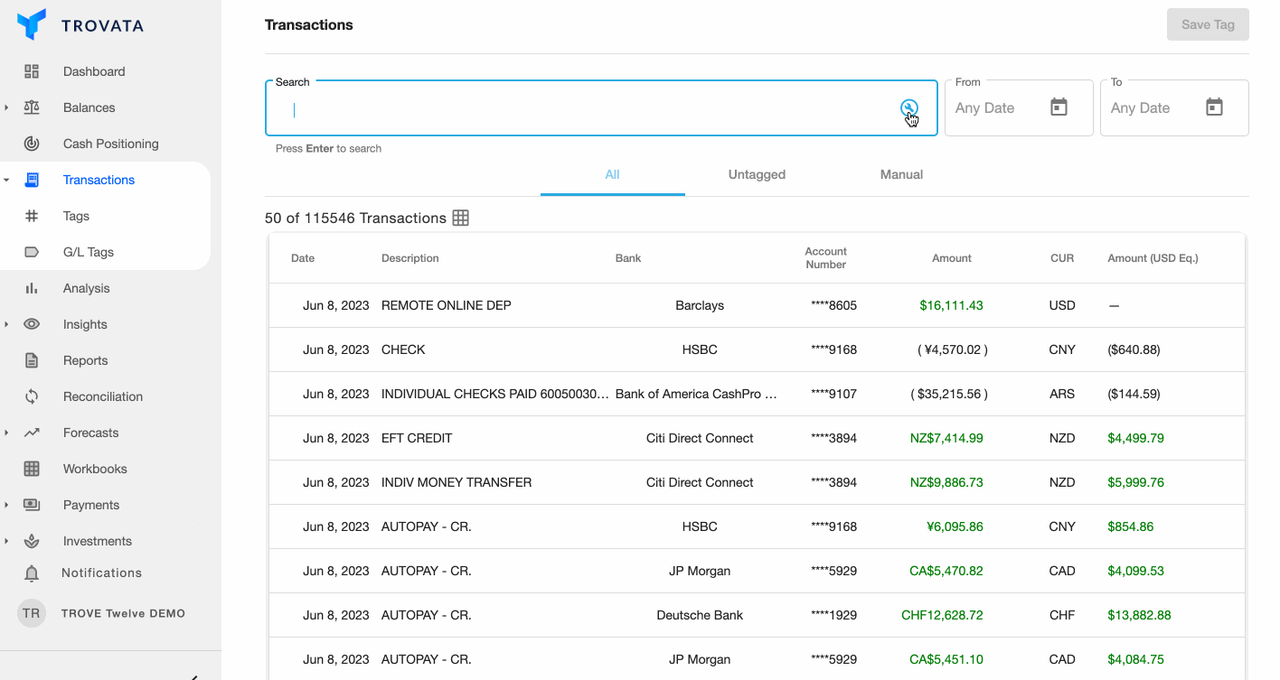 transaction search tql 1